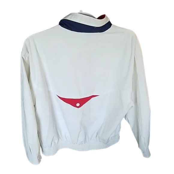 Vintage Izzi Bomber Jacket Unisex L Striped Jacket 80s 90s Nautical Retro - Picture 2 of 3